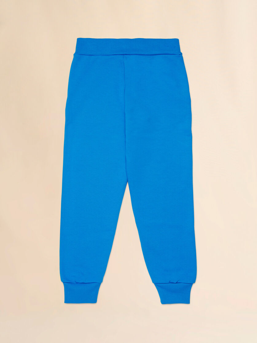 Joggers in cotone blu con stampa Marni, Image 2