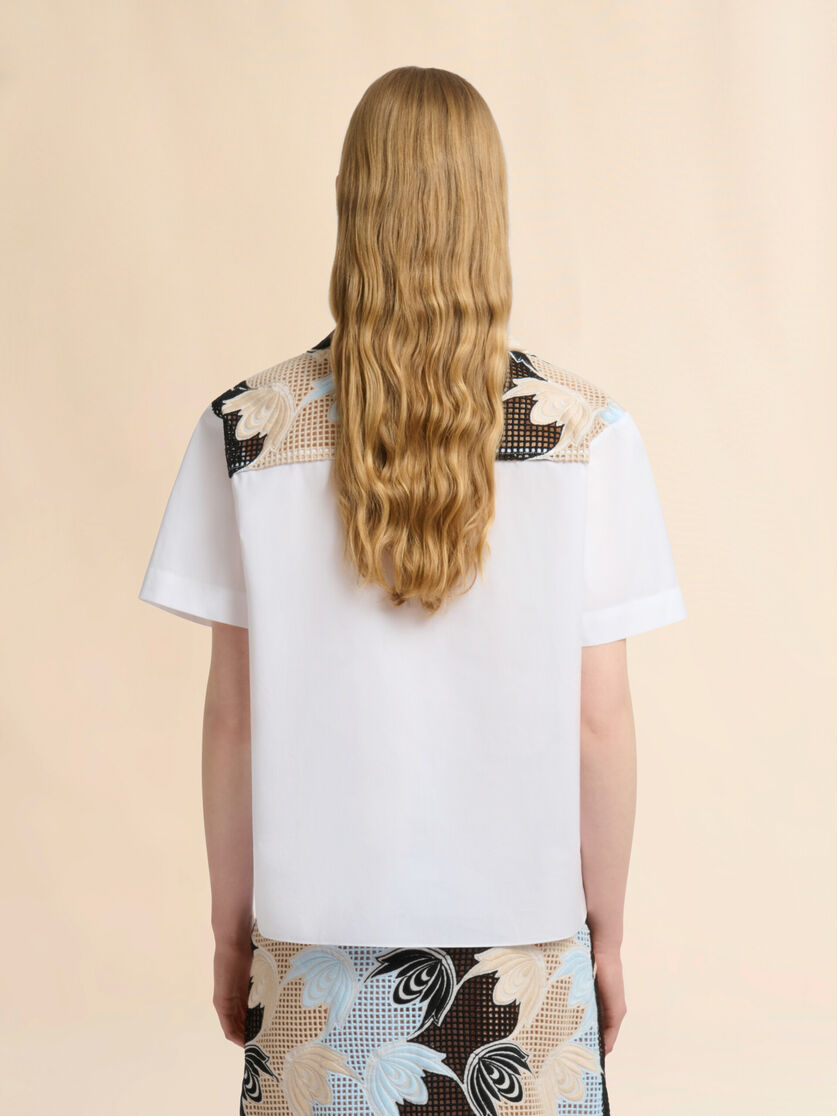 White poplin shirt with broderie anglaise yoke, Image 3