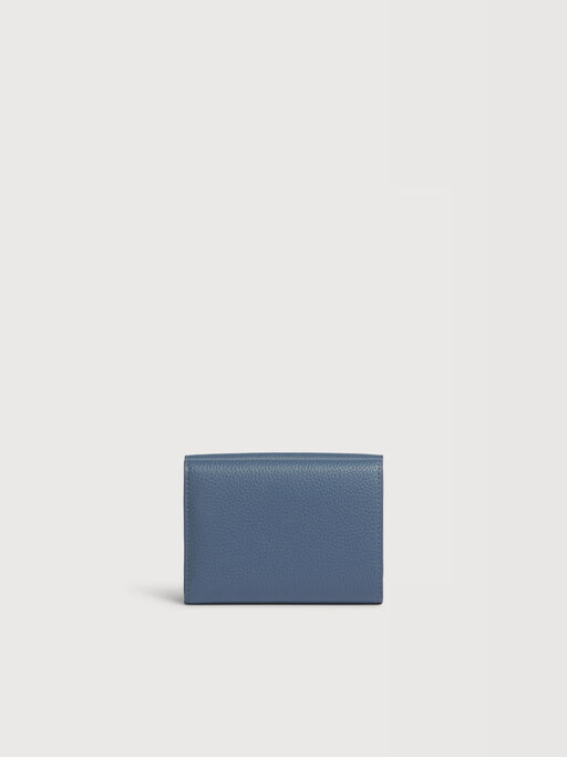 ブルー レザー製三つ折りウォレット、Marni Mending刺繍入り - 財布