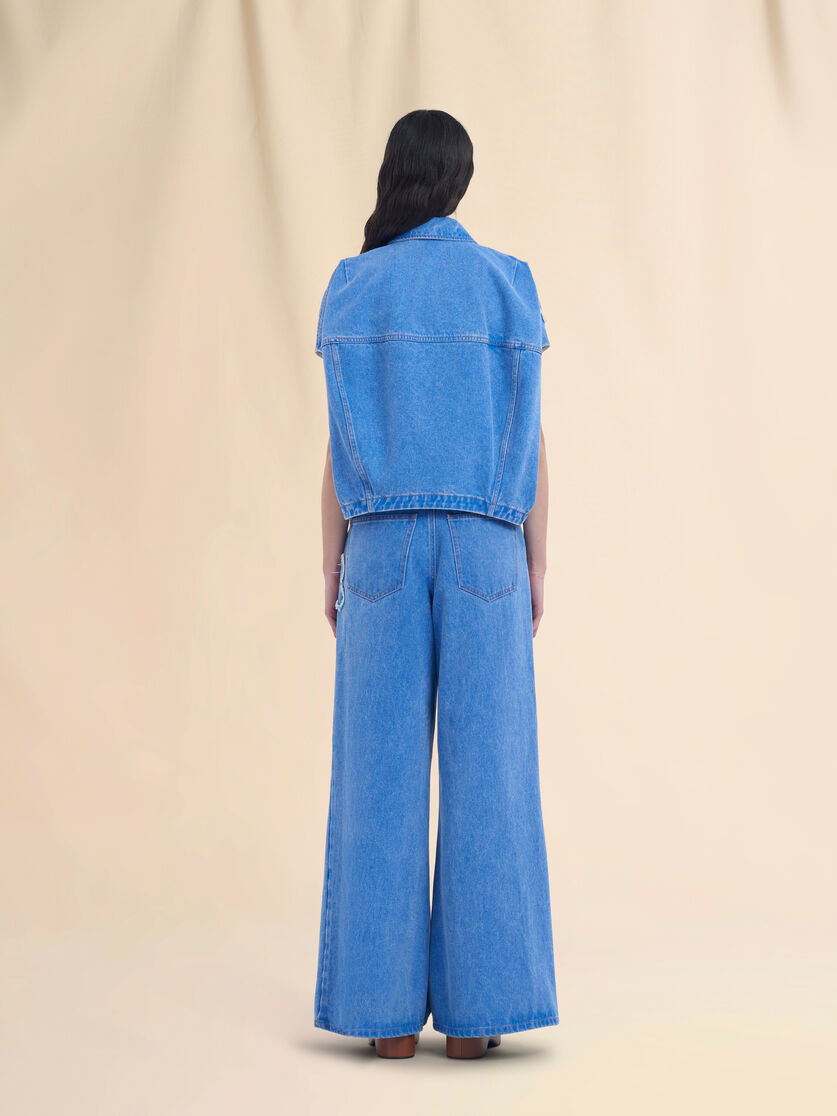 Light blue denim wide leg jeans with patch detail - Pants - Image 3