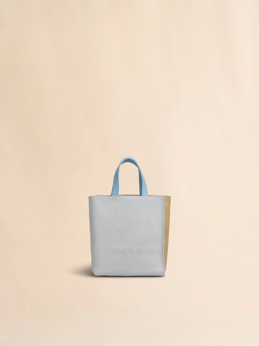 Museo Soft Mini Bag in grey beige and blue leather with Marni  