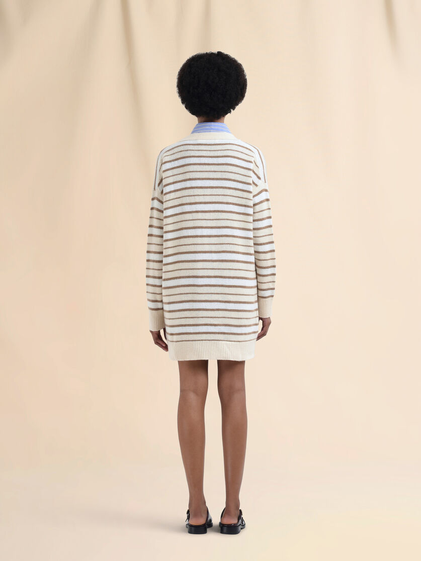 Ivory striped cashmere blend cardigan - Pullovers - Image 3
