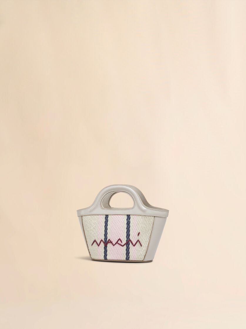 Tropicalia Micro Bag in brown leather and raffia-effect fabric - Handbags - Image 4