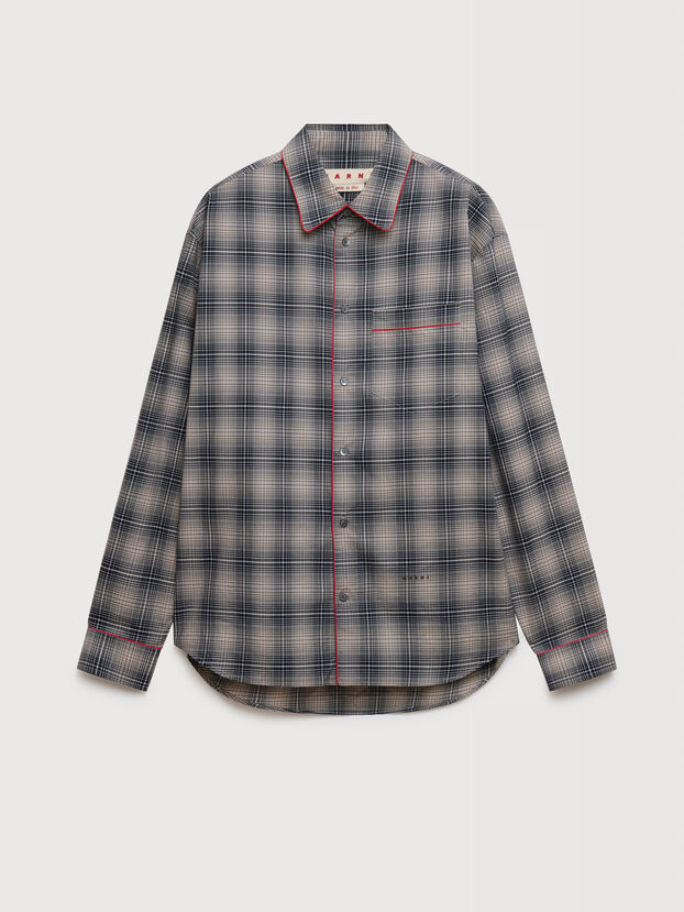 Camisa de cuadros con efecto degradado en beige y marr&oacute;n oscuro - Camisas