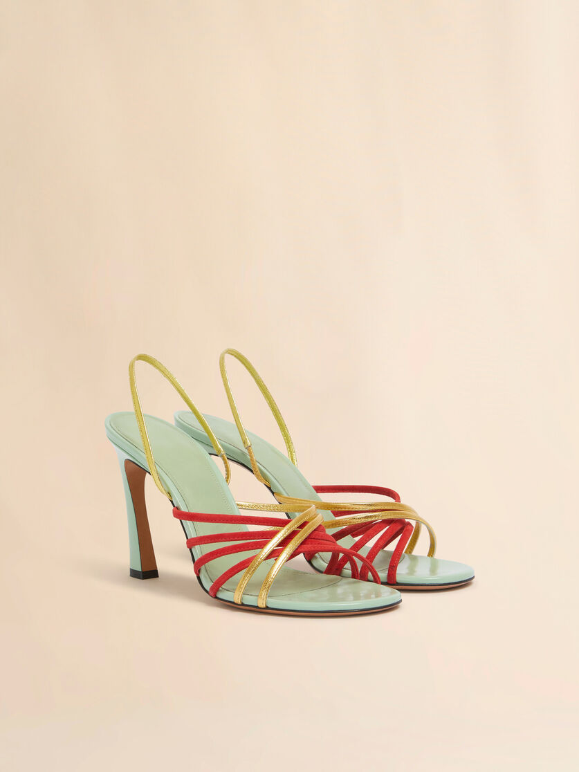 Sandale New Wave aus Wildleder und grünem Metallic-Leder - Sandalen - Image 2