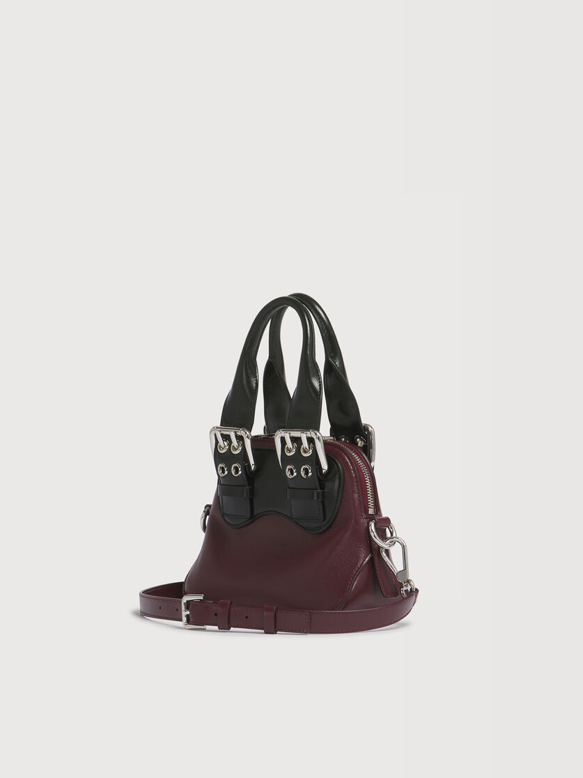 Burgundy and black leather mini Belte Bag, Image 3