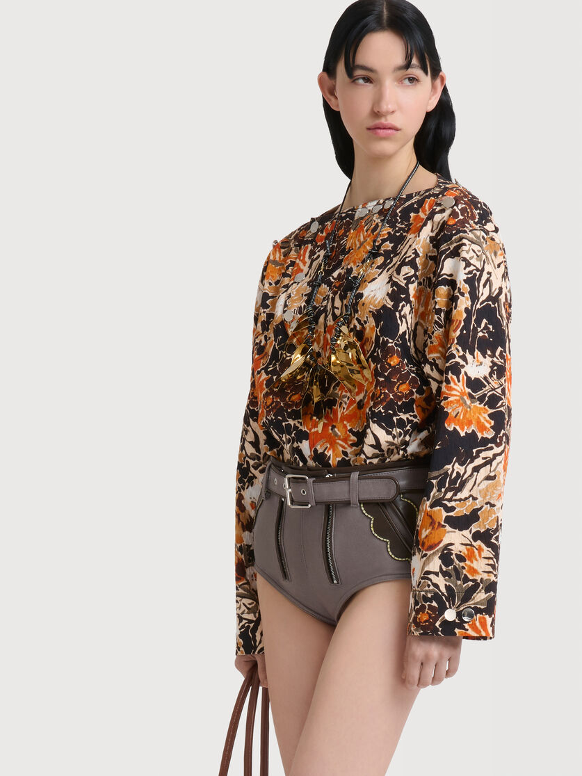 Black cloqu&eacute; top with Extreme Bouquet print, Image 3