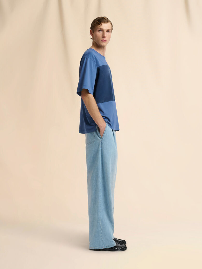 ブルー コットン製Tシャツ カラーブロックのフロント, Image 5