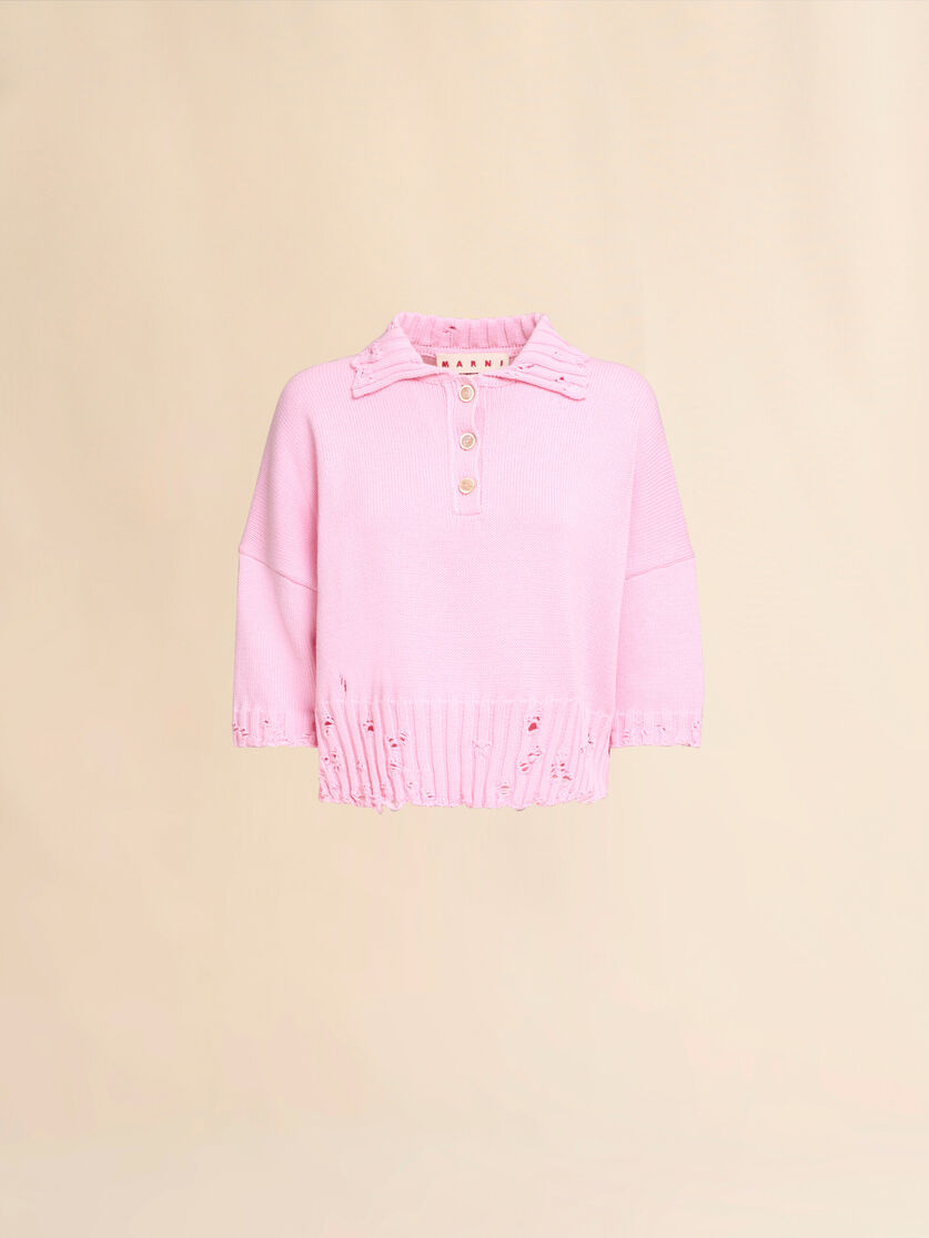 Pink cotton polo shirt with Marni Symbol - Shirts - Image 1