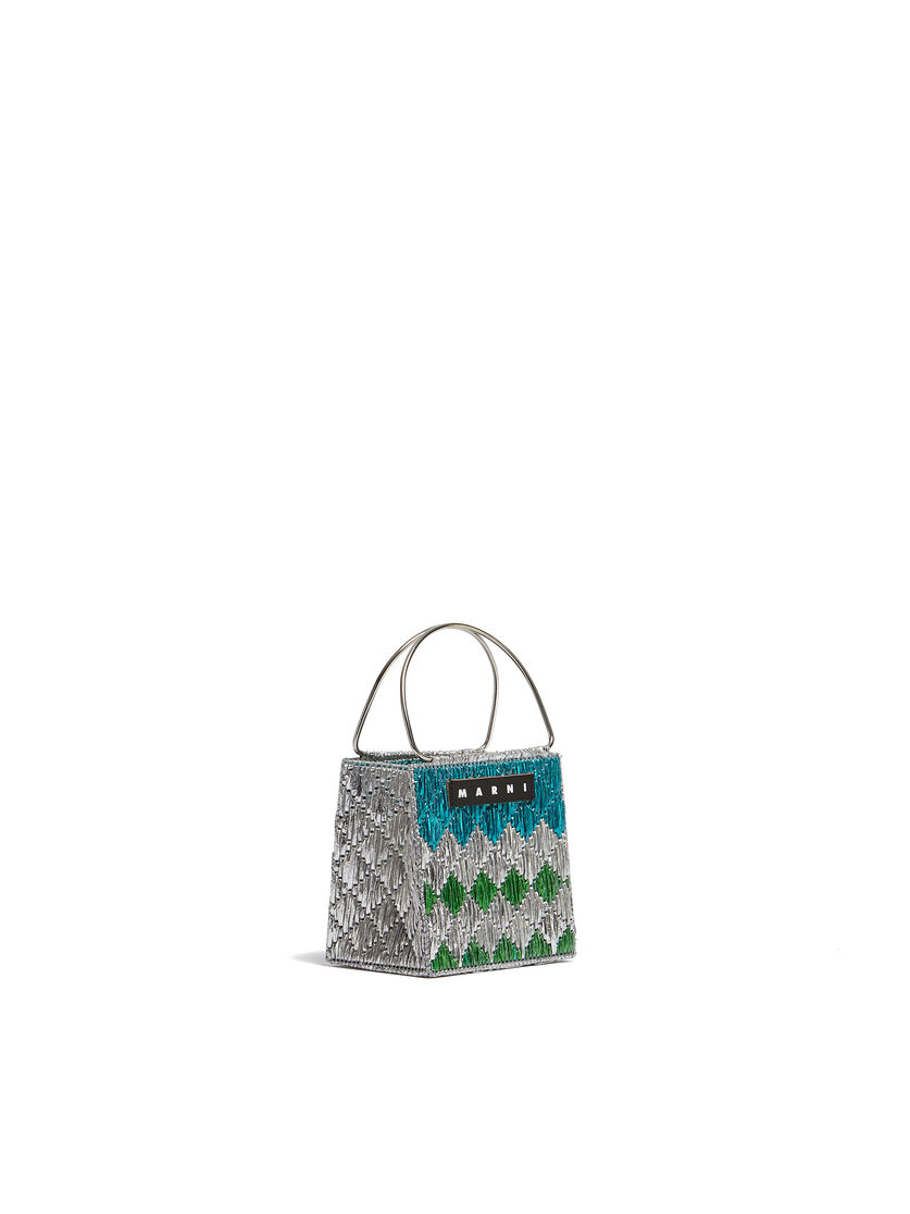 Metallic blue rhombus MARNI MARKET MINI bag - Shopping Bags - Image 2