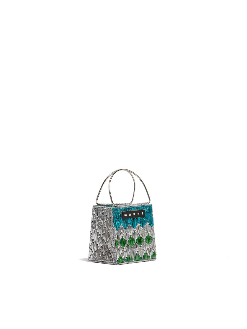 MARNI MARKET MINI-TASCHE mit Rautenmuster in Metallic-Blau - Shopper - Image 2