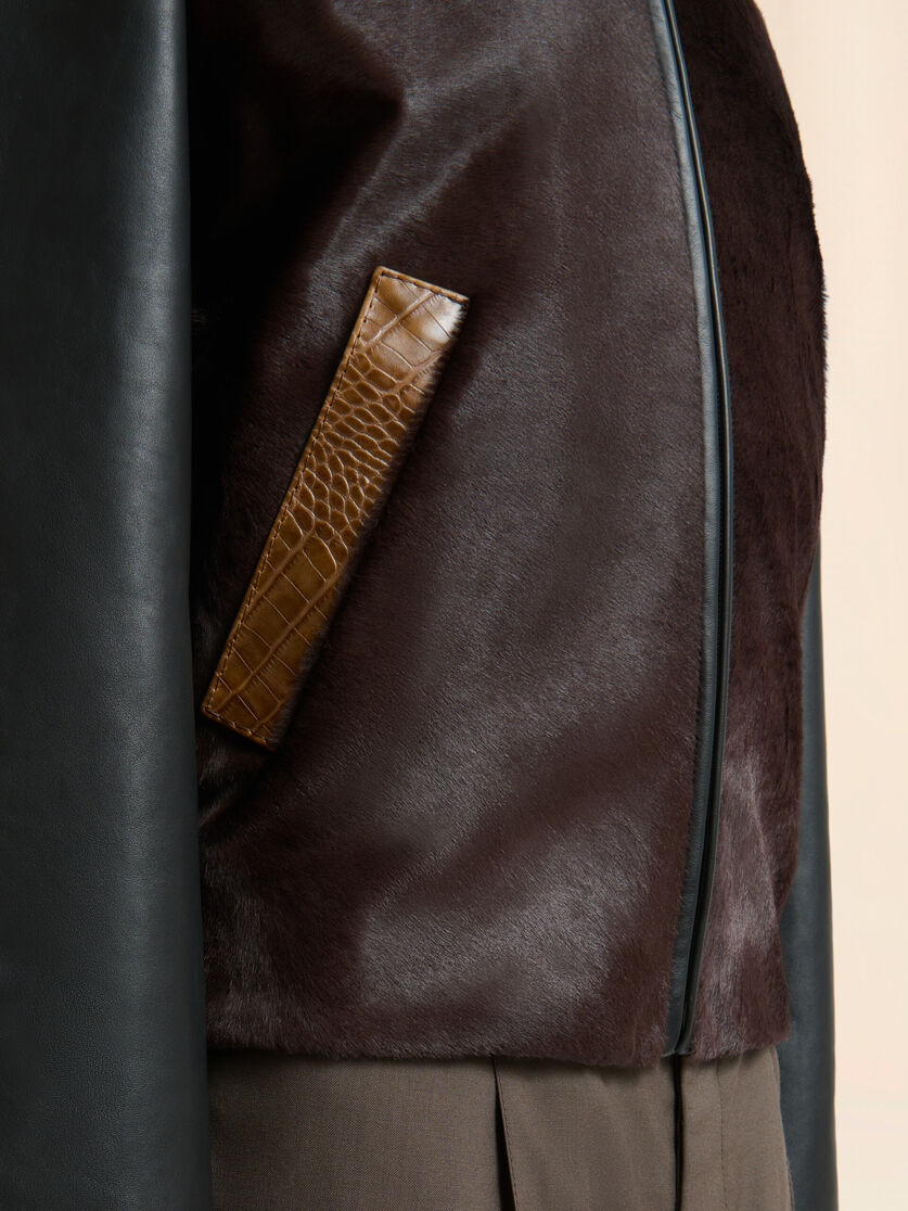 Black leather and pony hair jacket - Jackets - Image 5