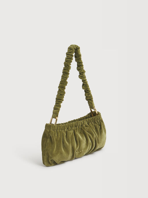 Green suede Ruffles clutch bag - Shoulder Bag