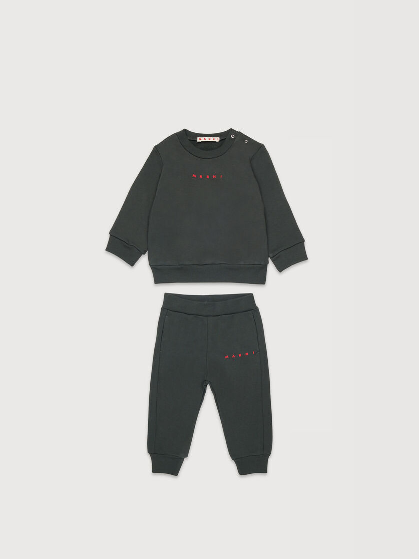 Dark gray cotton fleece tracksuit set, Image 1