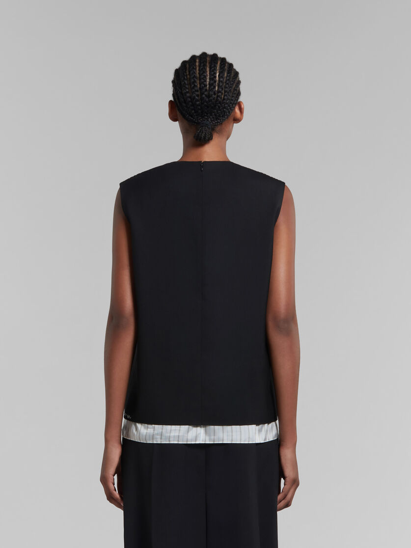 Black tropical wool sleeveless top with Marni mending - Shirts - Image 3