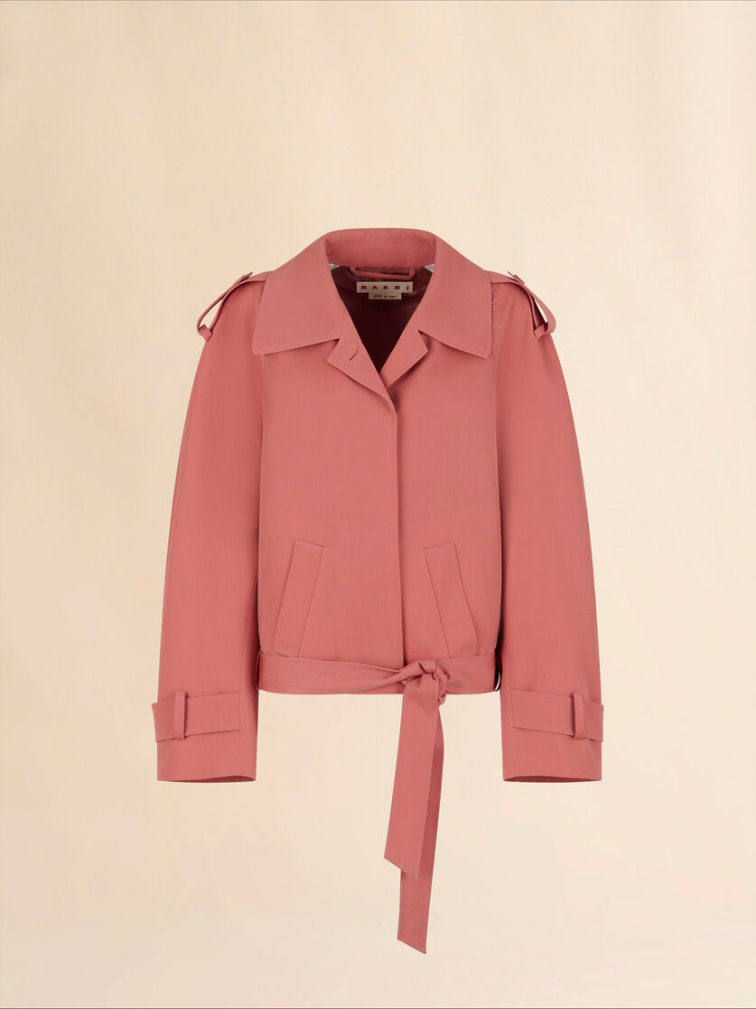 Trench-coat court en laine rose Fresco avec broderie Marni Symbol - Manteaux - Image 1