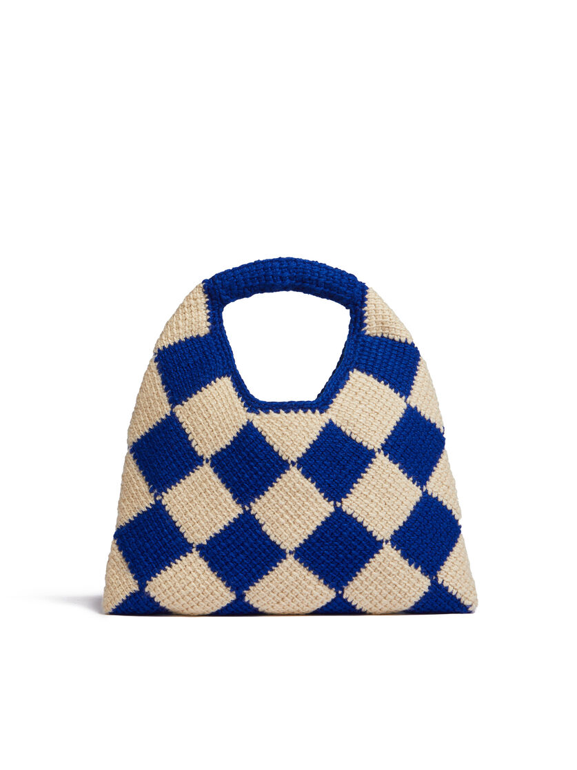 MARNI MARKET DIAMOND medium bag in blue and brown tech wool - Bags - Image 3