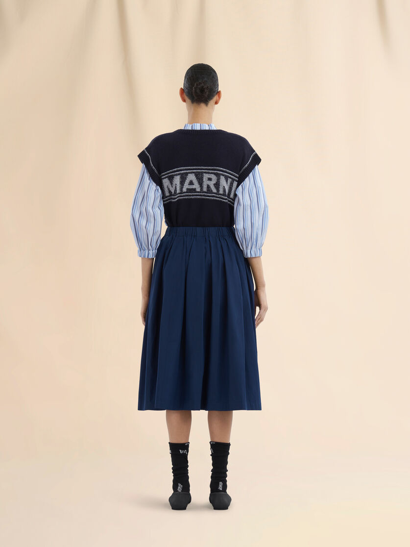 Blue organic poplin elasticated midi skirt - Skirts - Image 3