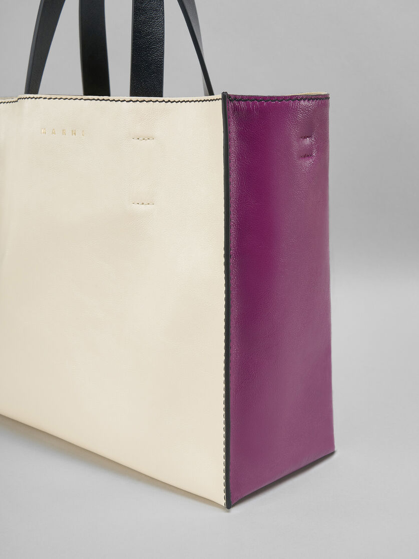 MUSEO SOFT bag in white and purple leather - Shopping Bags - Image 5