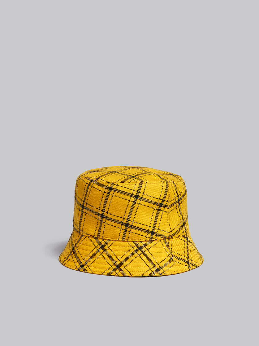 Black checked wool bucket hat with embroidered logo - Hats - Image 3