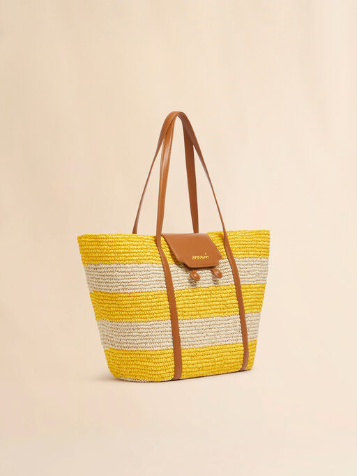 Medium yellow stripe raffia-effect Trunkaroo beach bag - Shopping Bags