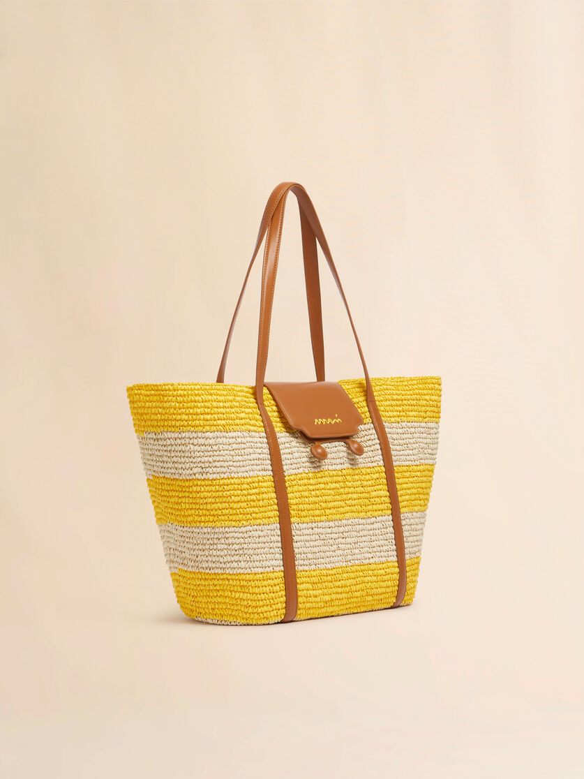 Medium yellow stripe raffia-effect Trunkaroo beach bag - Shopping Bags - Image 6