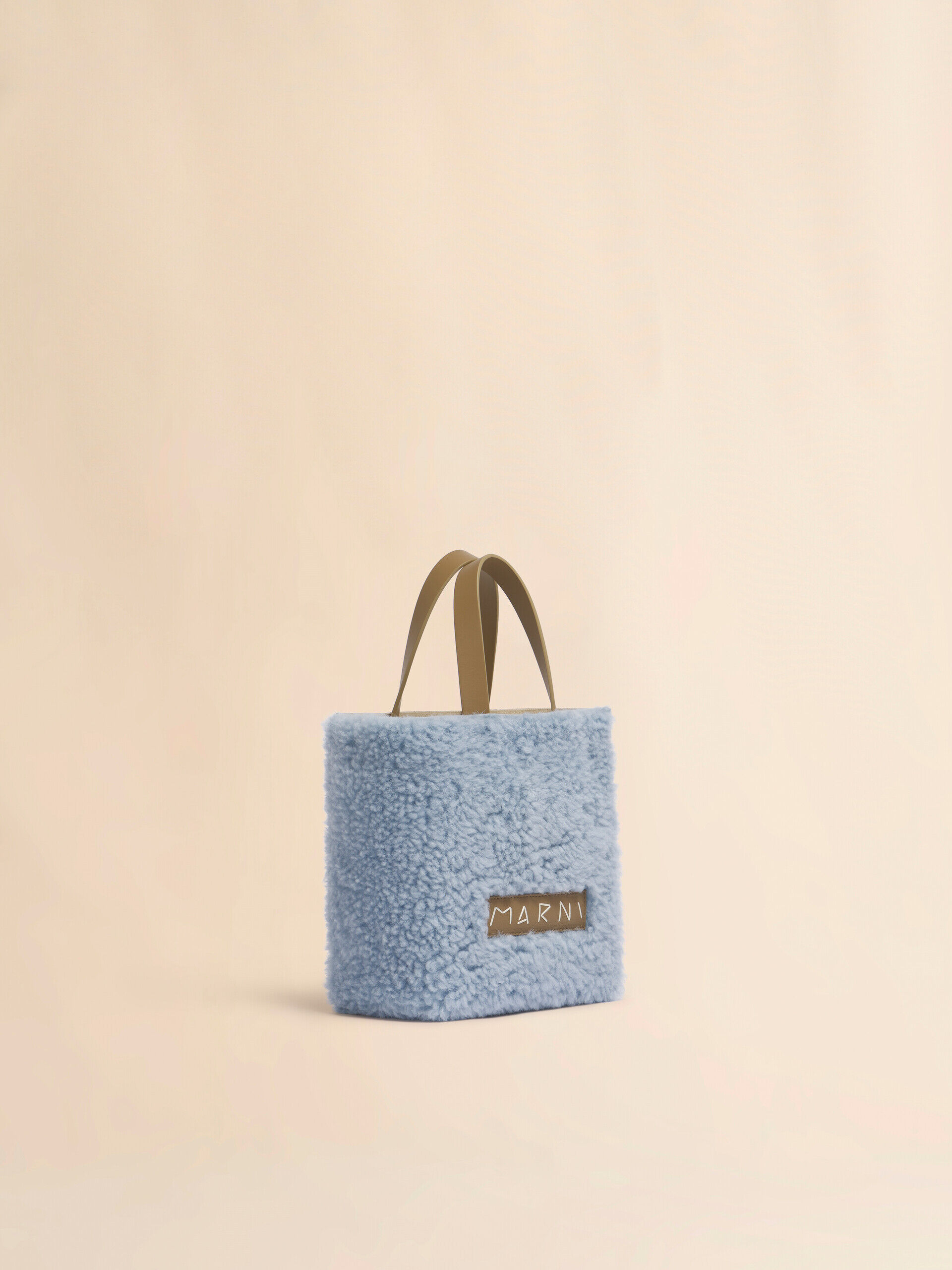 ブルー ベージュ シアリング＆レザー製 Museo ソフトミニバッグ | Marni