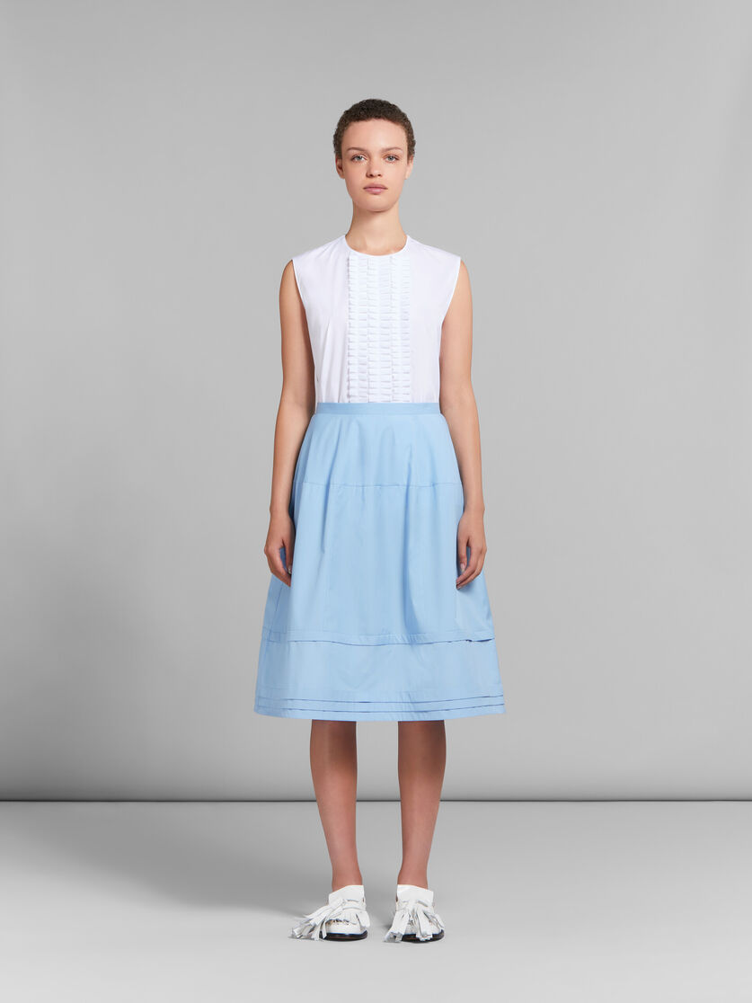 Light blue poplin flared midi skirt - Skirts - Image 2
