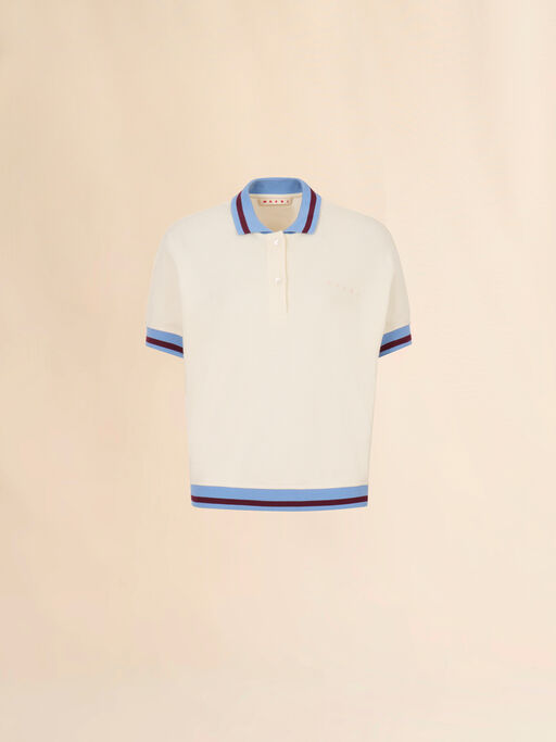 Cream piqué short-sleeved polo shirt - T-shirts