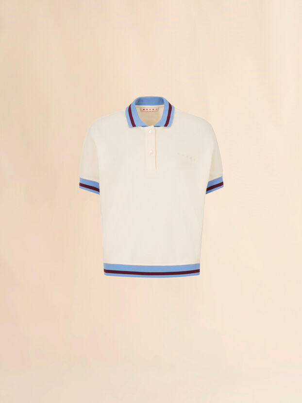 Cream piqu&eacute; short-sleeved polo shirt - T-shirts