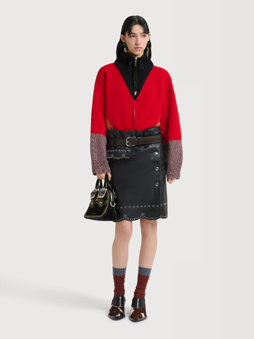 Black leather skirt with micro-studs - Skirts