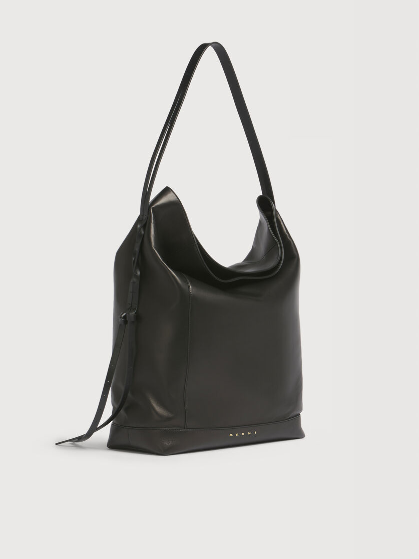 Black leather Pod 2.0 large hobo bag, Image 2
