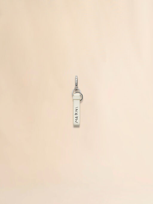 White leather keyring with Marni Mending - Key Rings