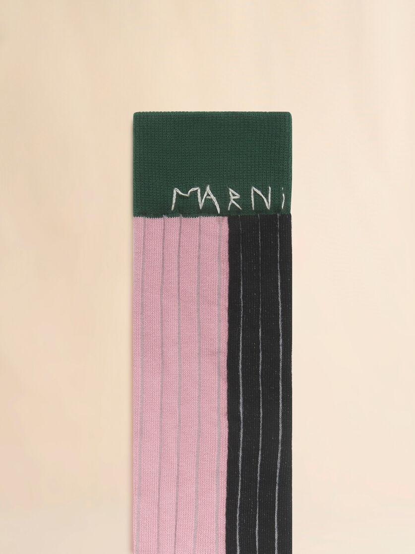Calcetines de algodón con bloque de color negro, rosa y verde, Image 3