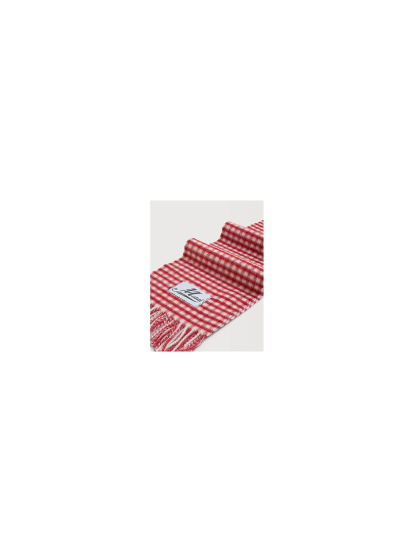 Double check wool and mohair red and white scarf, Image 2