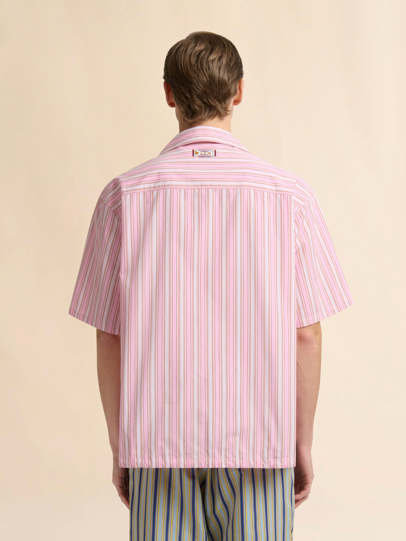 Pink striped poplin shirt with drawstring hem, Image 3