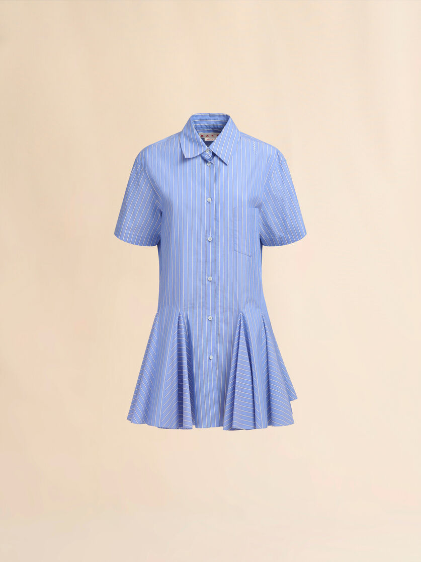 Blue cotton poplin striped shirt dress - Dresses - Image 1