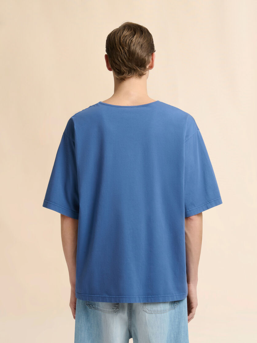 ブルー コットン製Tシャツ カラーブロックのフロント, Image 3