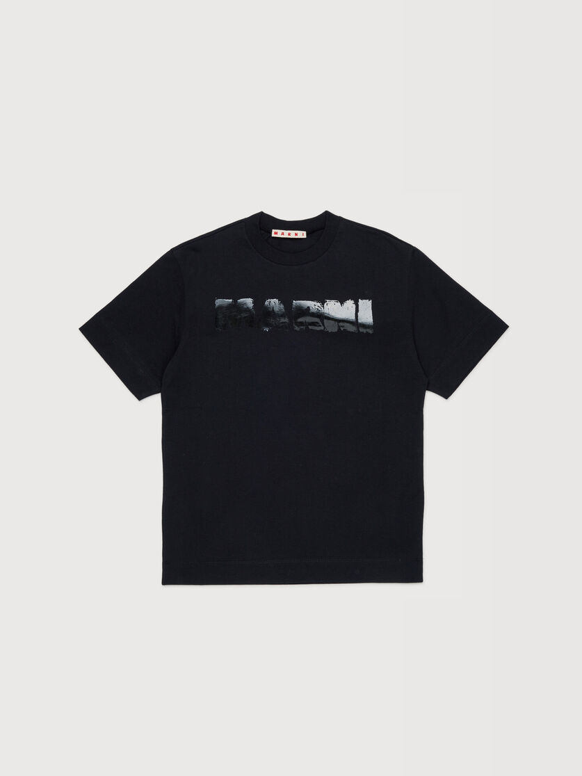 Black cotton T-shirt with shiny Marni logo, Image 1