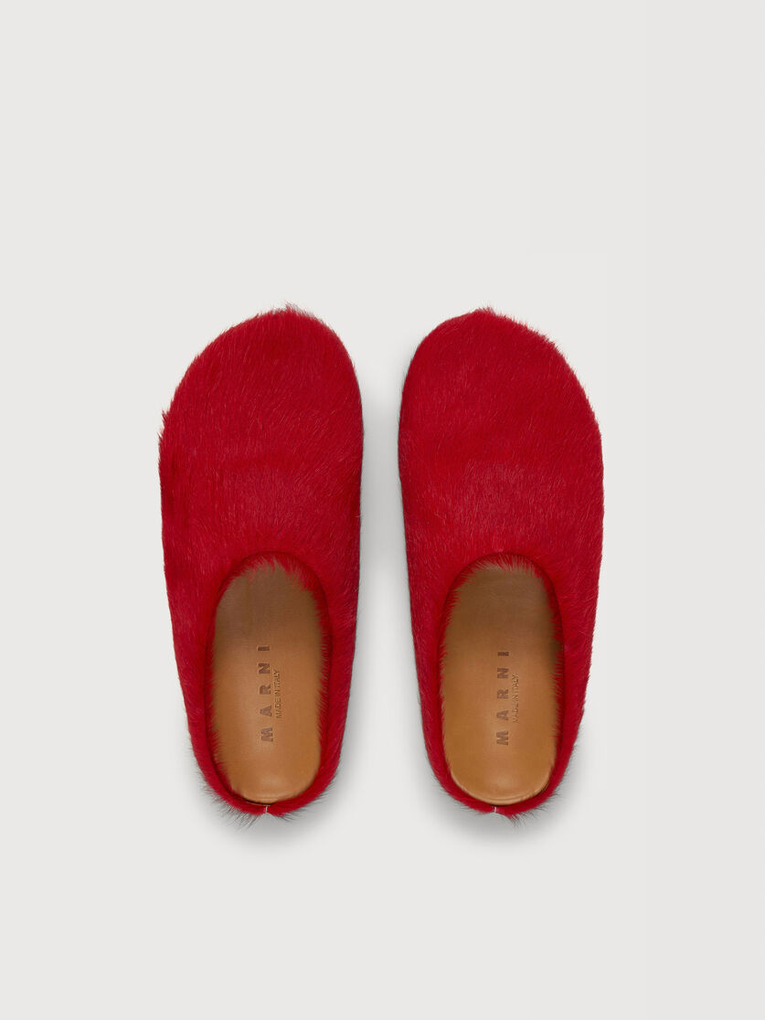 Red long-hair calfskin Fussbett sabot, Image 4