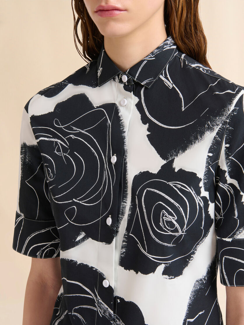 White poplin short-sleeve shirt with Cybele print - Shirts - Image 4