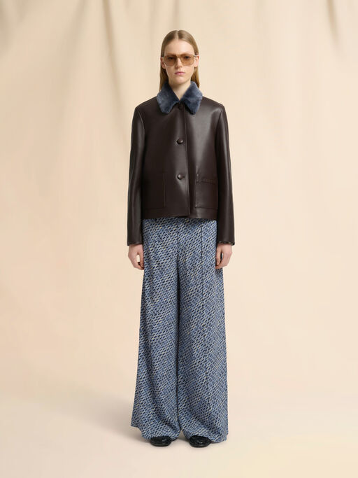 Brown nappa baby jacket with shearling trims - Jackets