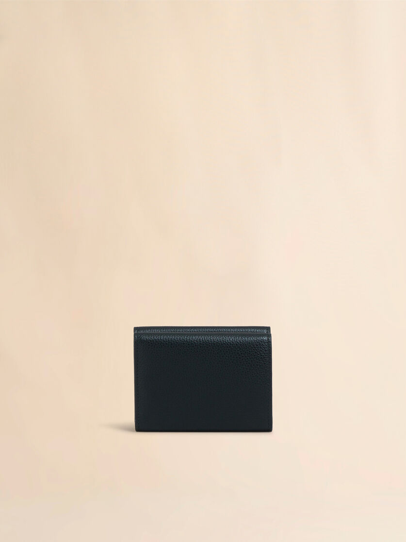 Black leather trifold wallet with Marni Mending embroidery - Wallets - Image 3