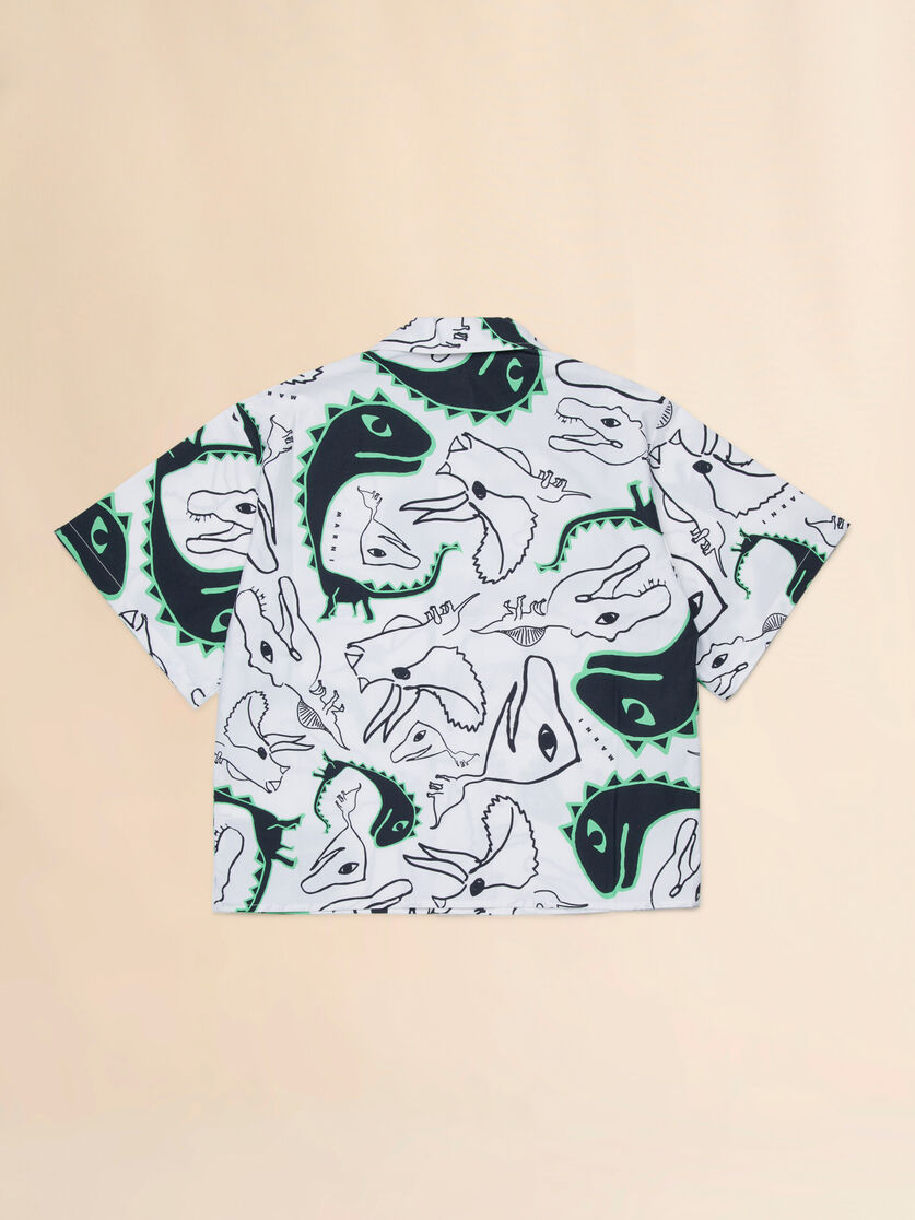 Camicia in cotone bianco con stampa Dinosauri, Image 2