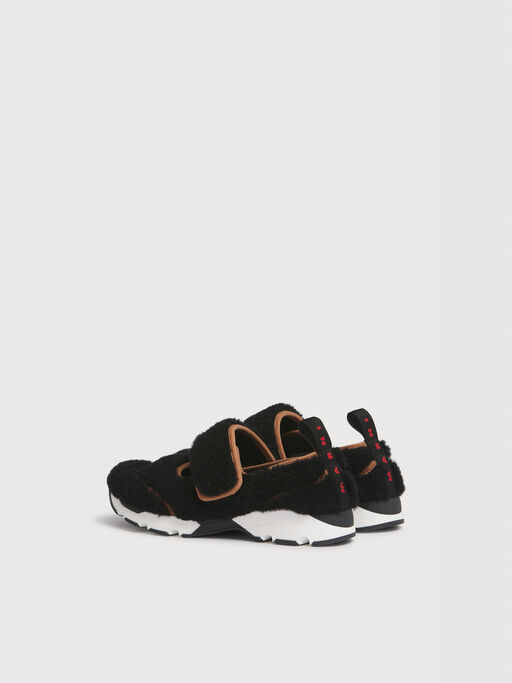 Black shearling Mary Jane Running Sneaker - Sneakers