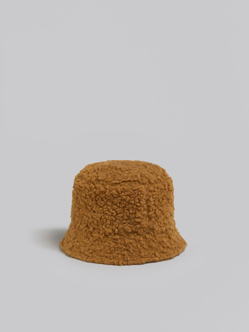 Brown teddy bucket hat with embroidered logo - Hats - Image 3