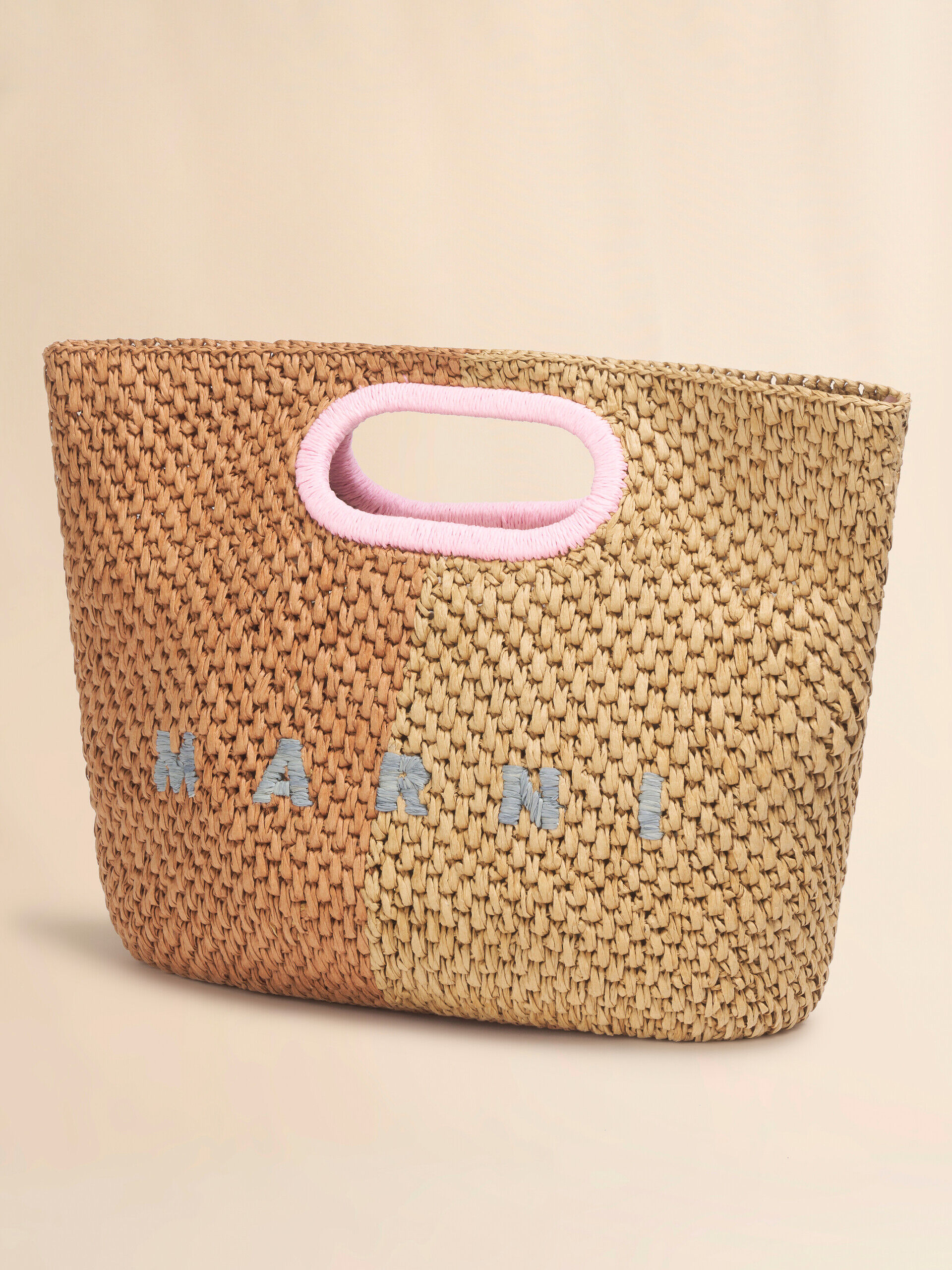 Dark and light brown paper raffia Seaside clutch | Marni