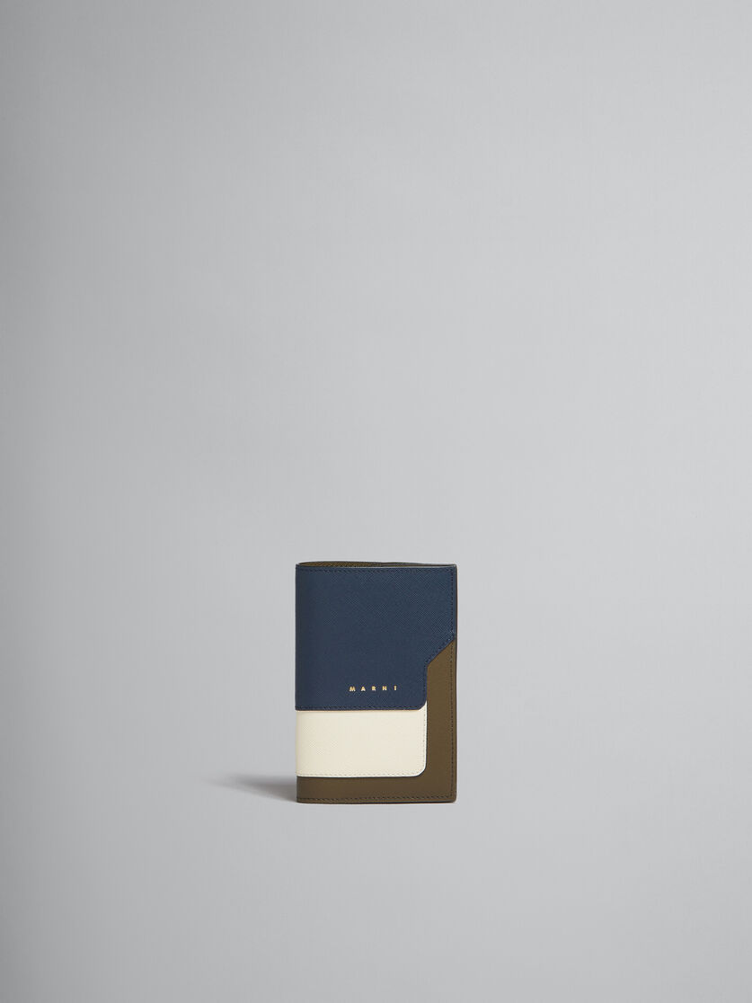 オレンジ クリーム ディープブルー サフィアーノレザー製 パスポート ホルダー - 財布 - Image 1