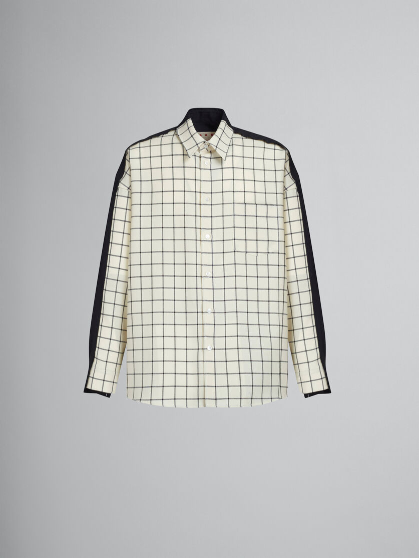 White checked wool shirt with plain back - Shirts - Image 1