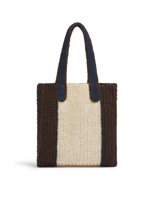 ナチュラルホワイト MARNI MARKET フィケクロシェバッグ - ショッピングバッグ